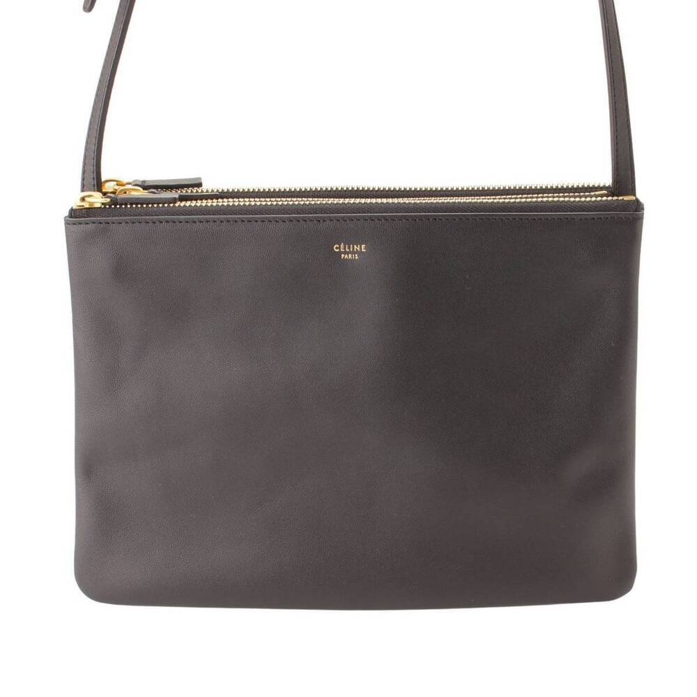 Celine Trio Leather Shoulder Bag Black